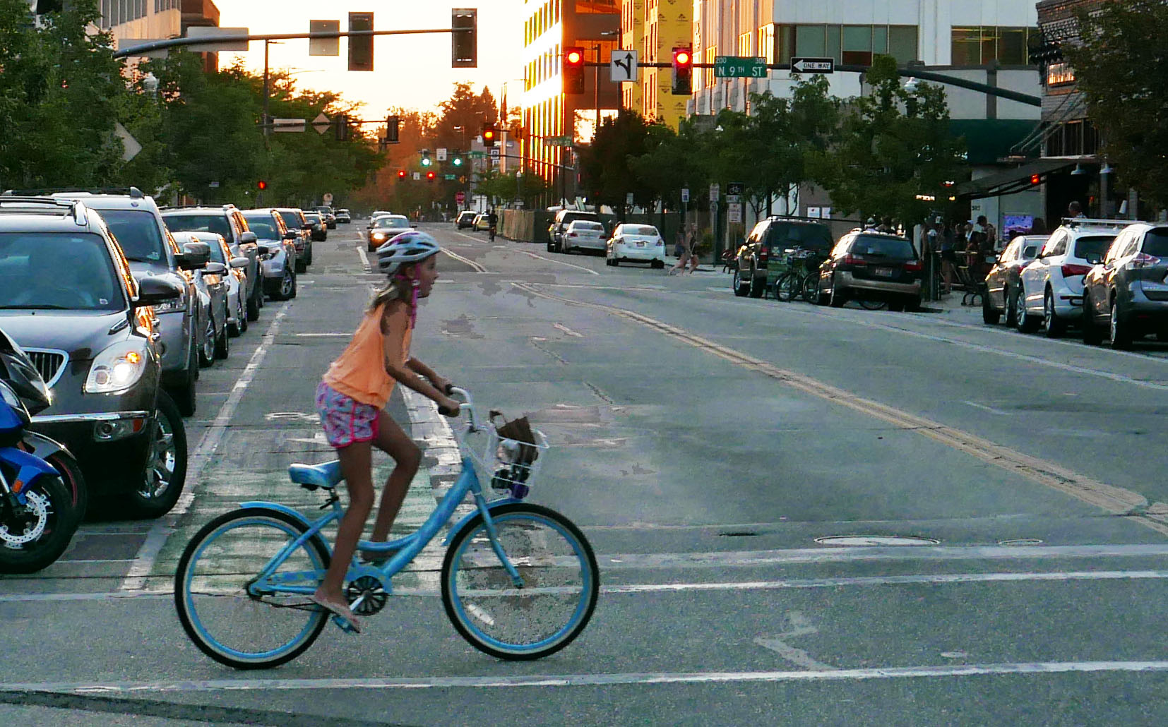 Bannock sunset girl riding bike