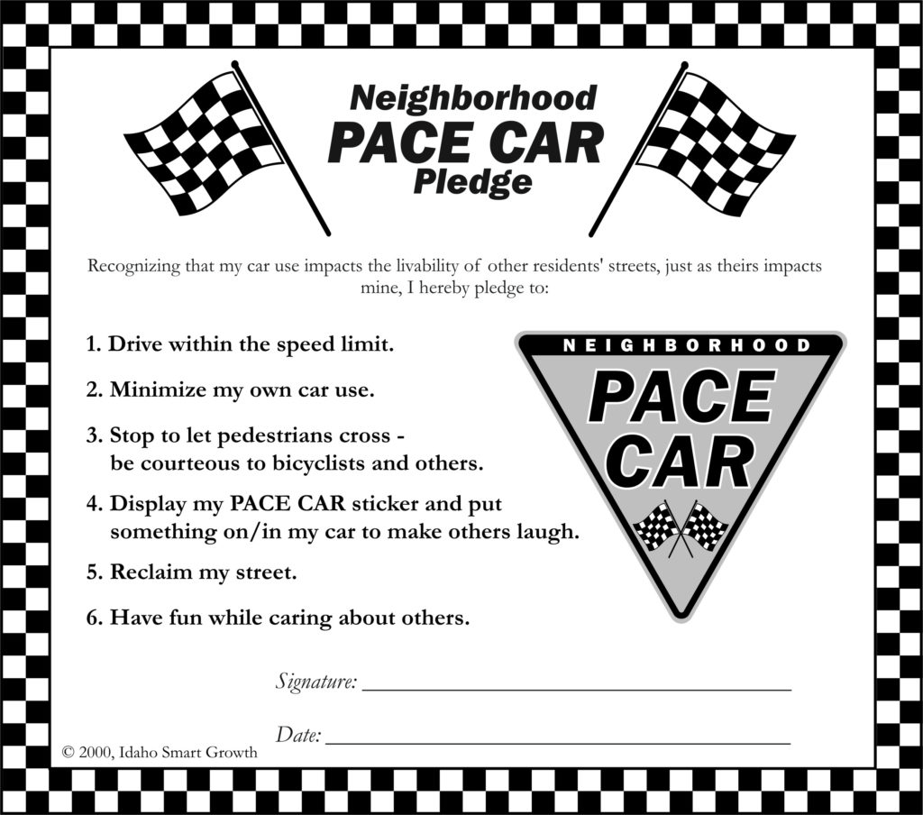 Neighborhood Pace Car pledge