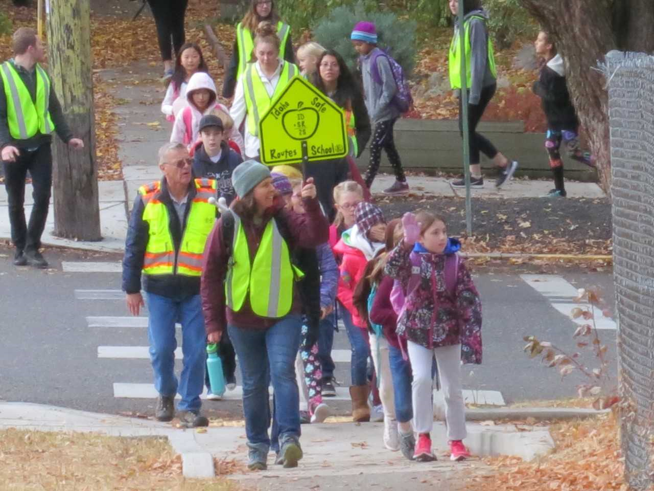 Nora and Bill walking school bus