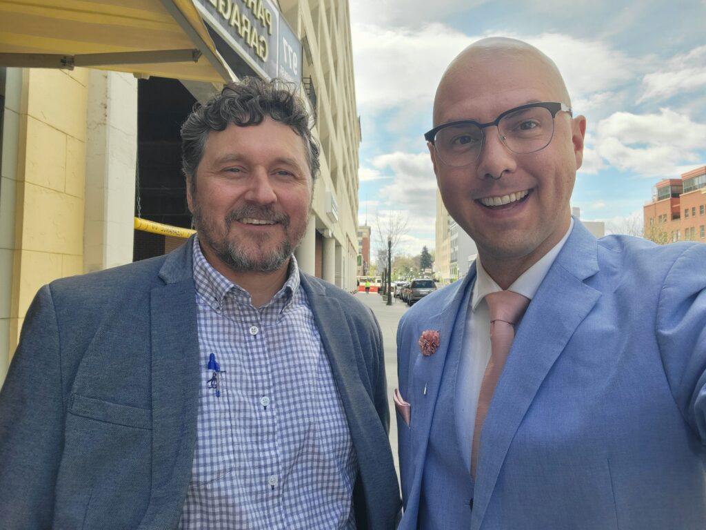 Board Chair Nathan Murry with new Executive Director Crispin Gravatt